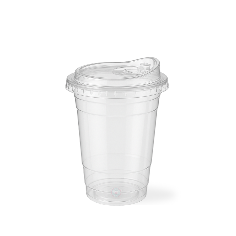 Clear PET cup with direct drinking lid