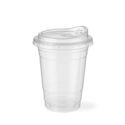 400ml / 14oz PET plastic cup with direct drinking lid
