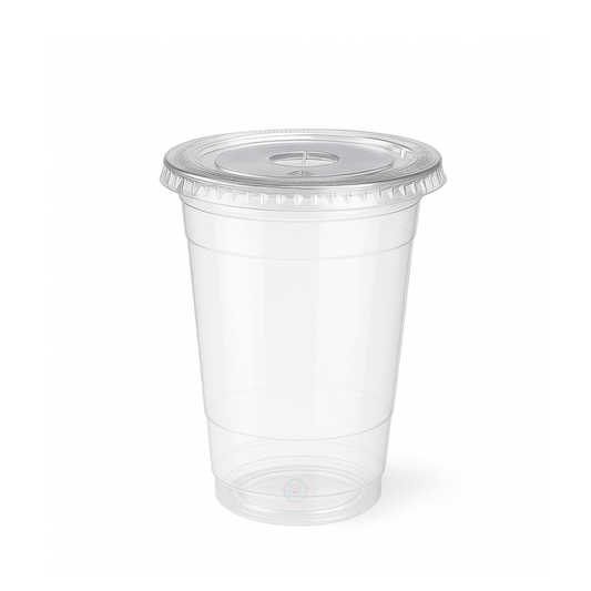 400ml / 14oz PET Plastic Cup with Flat Lid