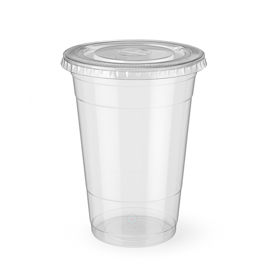 700ml / 24oz PET Plastic Cup with Flat Lid