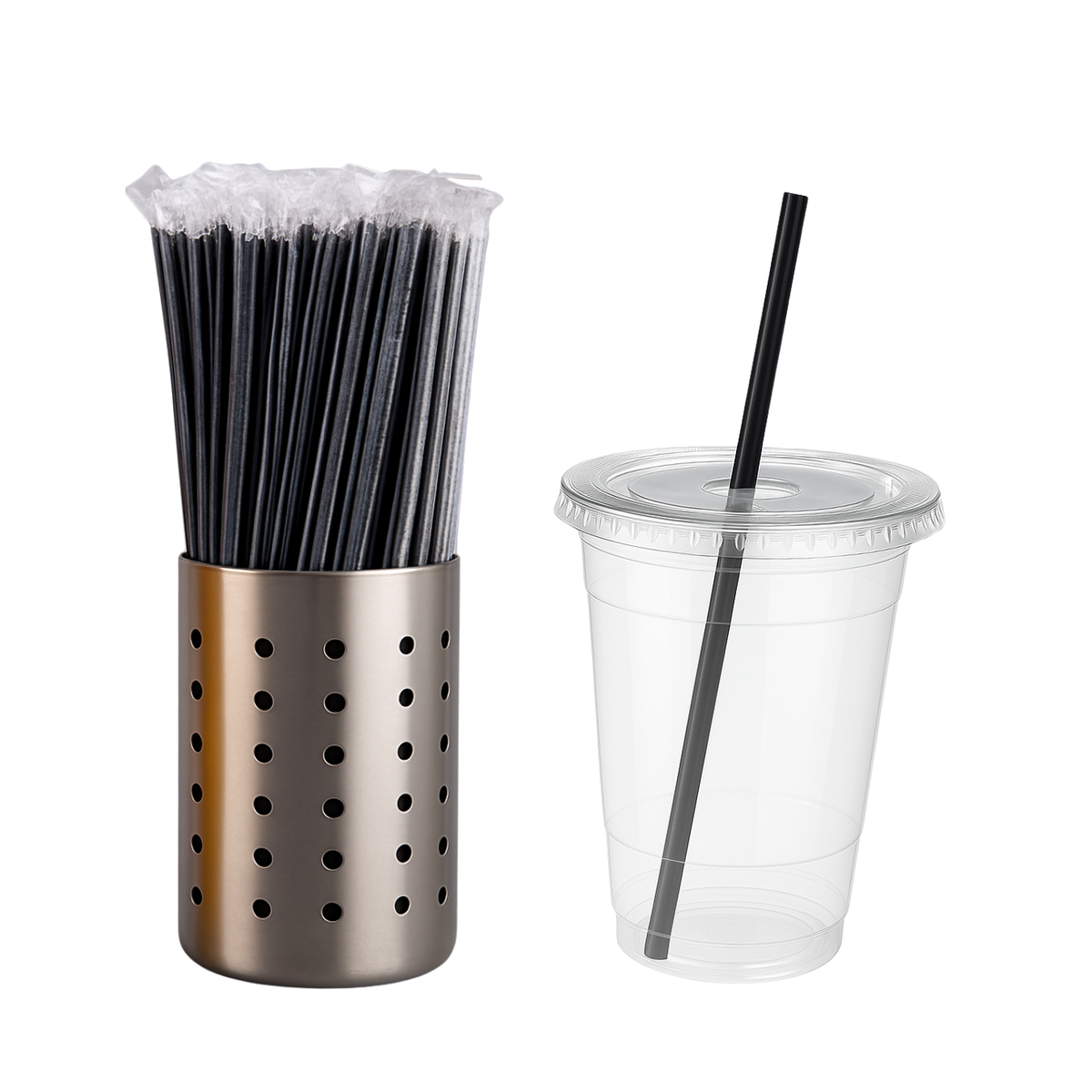 6mm Black Individually Wrapped Plastic Straw