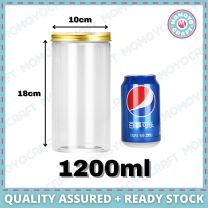 Gold Lid Plastic Jar Clear PET Food Storage Container for Cookies CNY Raya