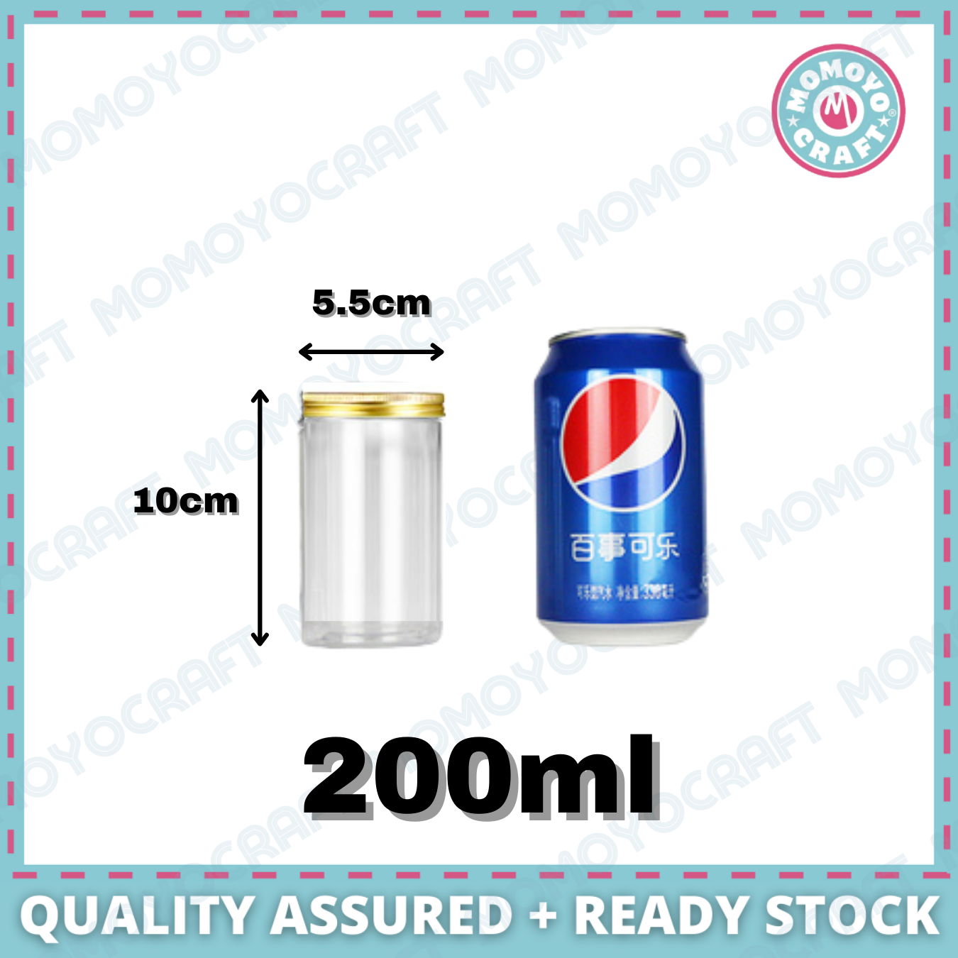 Gold Lid Plastic Jar Clear PET Food Storage Container for Cookies CNY Raya