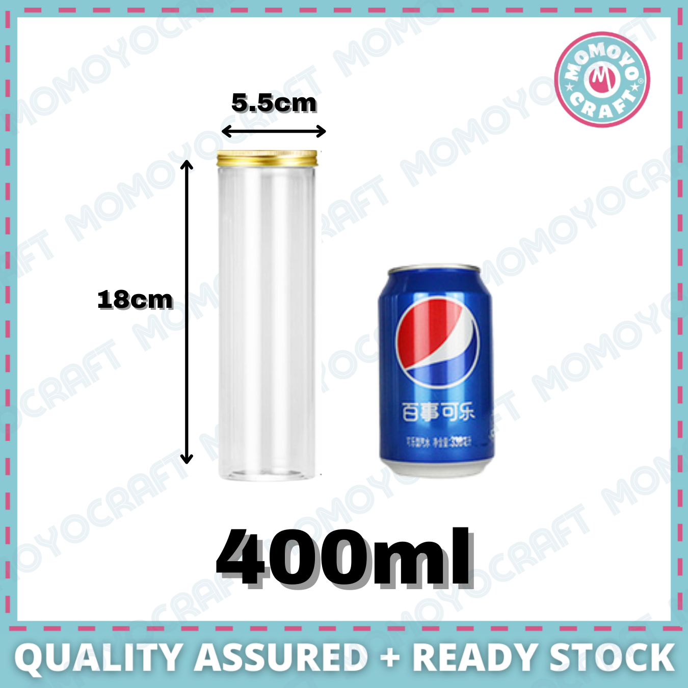 Gold Lid Plastic Jar Clear PET Food Storage Container for Cookies CNY Raya