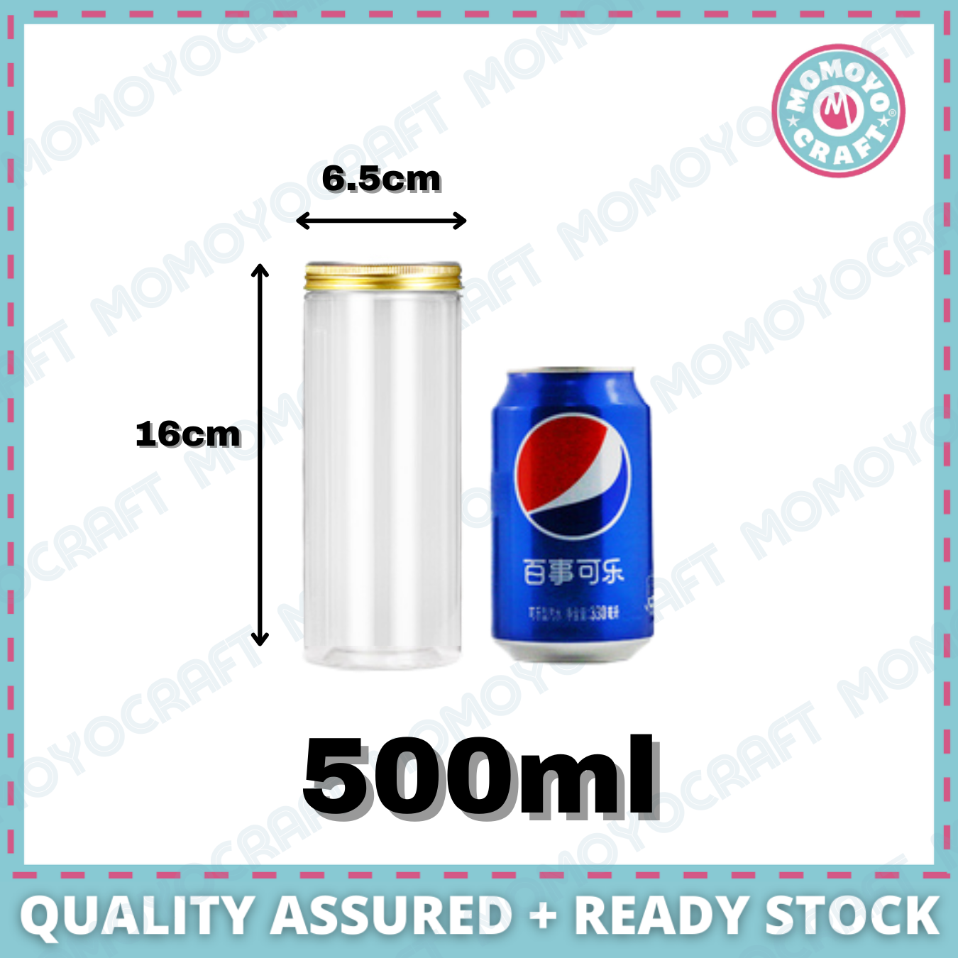 Gold Lid Plastic Jar Clear PET Food Storage Container for Cookies CNY Raya