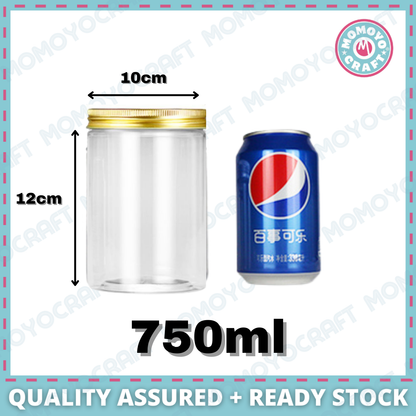 Gold Lid Plastic Jar Clear PET Food Storage Container for Cookies CNY Raya