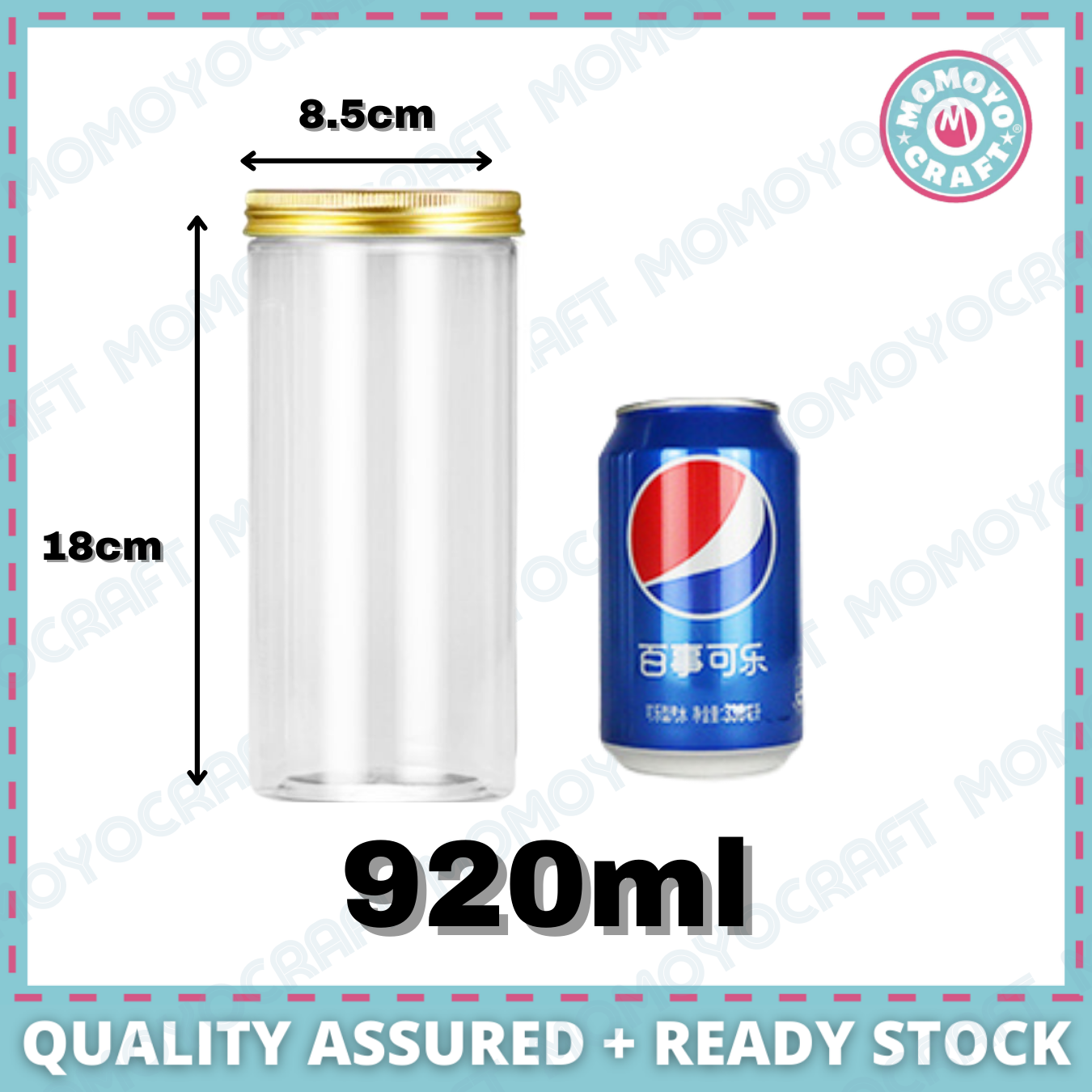 Gold Lid Plastic Jar Clear PET Food Storage Container for Cookies CNY Raya