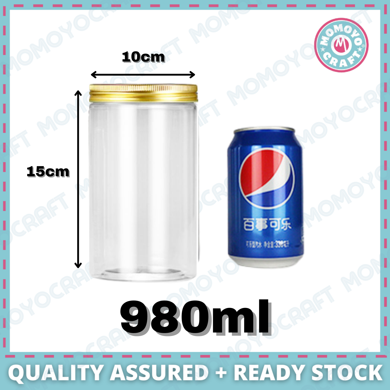 Gold Lid Plastic Jar Clear PET Food Storage Container for Cookies CNY Raya