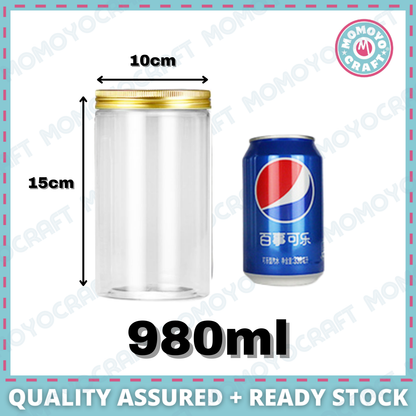 Gold Lid Plastic Jar Clear PET Food Storage Container for Cookies CNY Raya