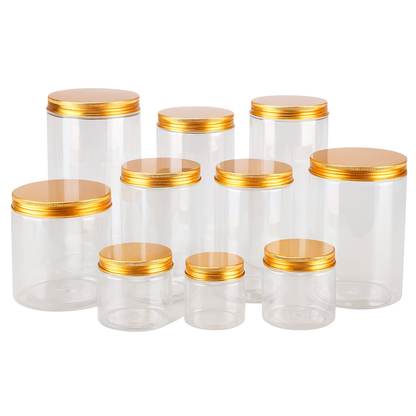 Gold Lid Plastic Jar Clear PET Food Storage Container for Cookies CNY Raya