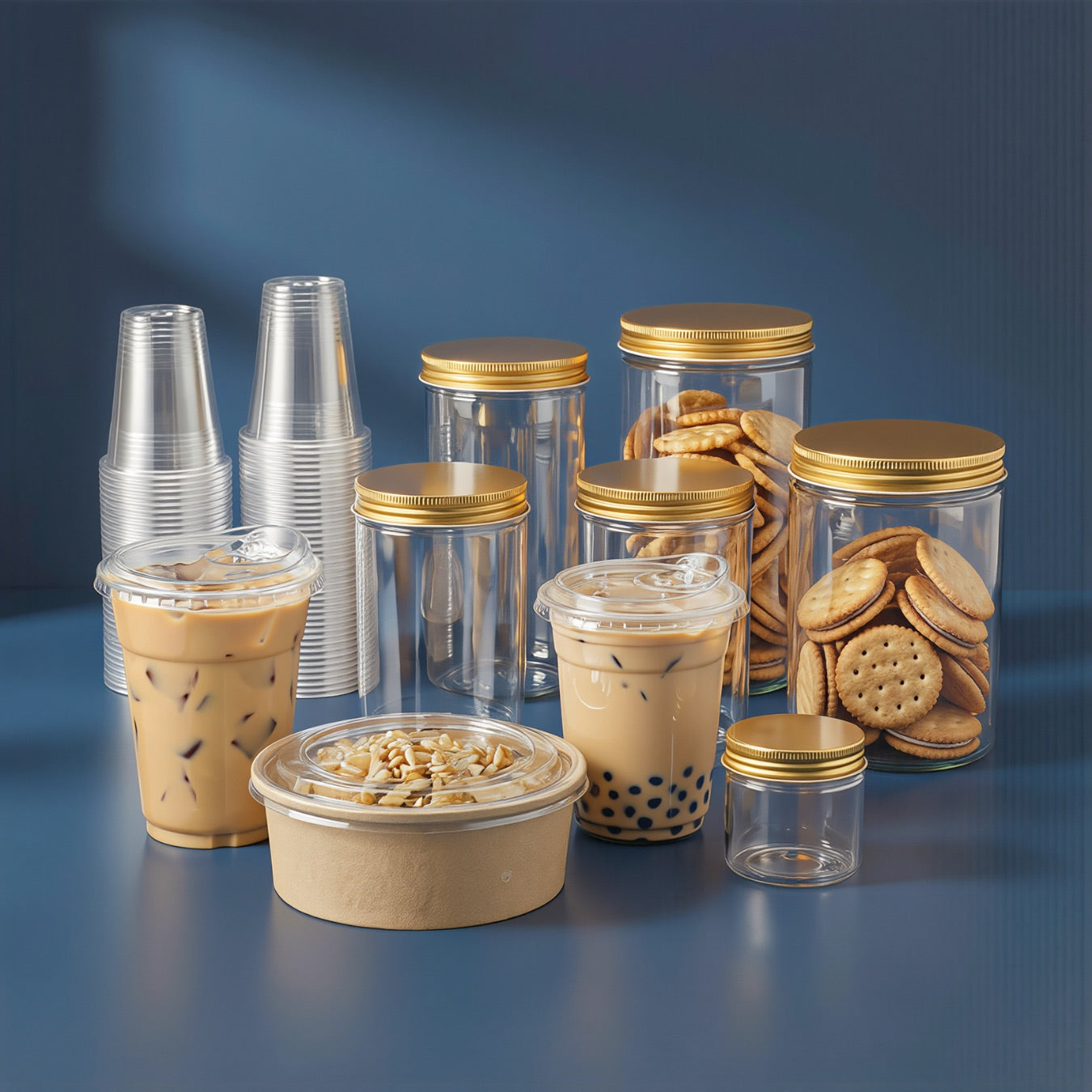 Disposable cups, jars and food packaging